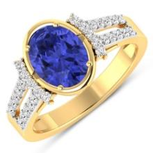 14KT Yellow Gold 1.41ctw Tanzanite and Diamond Ring