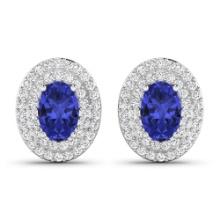 14KT White Gold 0.76ctw Tanzanite and Diamond Earrings