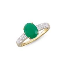 14KT Yellow Gold 1.55ct Emerald and Diamond Ring