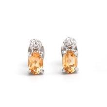 Plated Rhodium 0.82cts Citrine and Diamond Earrings