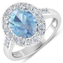 14KT White Gold 1.9ct Aquamarine and Diamond Ring