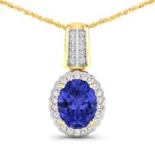 14KT Yellow Gold 1.6ctw Tanzanite and Diamond Pendant