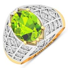 14KT Yellow Gold 2.3ctw Peridot and Diamond Ring