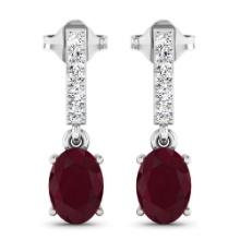 14KT White Gold 1.7ctw Ruby and Diamond Earrings