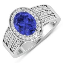 14KT White Gold 1.41ctw Tanzanite and Diamond Ring