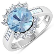 14KT White Gold 2.75ct Aquamarine and Diamond Ring