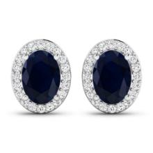 14KT White Gold 1.5ctw Blue Sapphire and Diamond Earrings