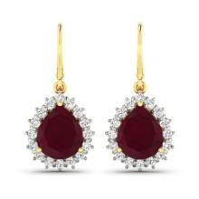 14KT Yellow Gold 3.7ctw Ruby and Diamond Earrings