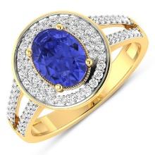 14KT Yellow Gold 1.09ctw Tanzanite and Diamond Ring