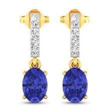 14KT Yellow Gold 1.24ctw Tanzanite and Diamond Earrings