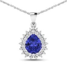 14KT White Gold 3.25ctw Tanzanite and Diamond Pendant