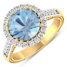 14KT Yellow Gold 2.75ctw Aquamarine and Diamond Ring