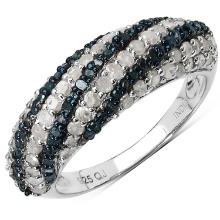 Plated Rhodium 1.25ctw Blue Diamond Ring