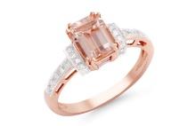 14KT Rose Gold 1.45ct Morganite and Diamond Ring