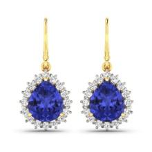 14KT Yellow Gold 2.88ctw Tanzanite and Diamond Earrings