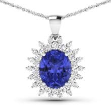 14KT White Gold 3.75ctw Tanzanite and Diamond Pendant