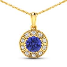 14KT Yellow Gold 2.02ctw Tanzanite and Diamond Pendant