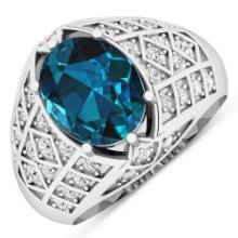 14KT White Gold 2.7ctw London Blue Topaz and Diamond Ring