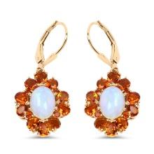 Plated 18KT Yellow Gold 5.42ctw Opal Citrine and White Topaz Earrings