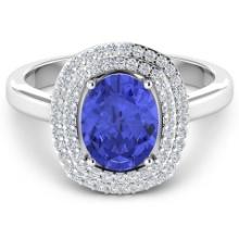 14KT White Gold 1.41ct Tanzanite and Diamond Ring