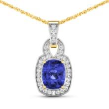 14KT Yellow Gold 2.02ctw Tanzanite and Diamond Pendant