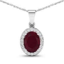 14KT White Gold 2.3ctw Ruby and Diamond Pendant