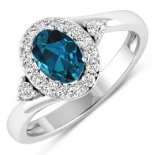 14KT White Gold 0.7ctw London Blue Topaz and Diamond Ring