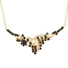 Plated 18KT Yellow Gold 3.25ctw Black Sapphire and Diamond Pendant with Chain