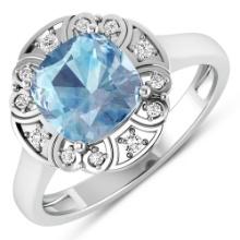 14KT White Gold 1.48ctw Aquamarine and Diamond Ring