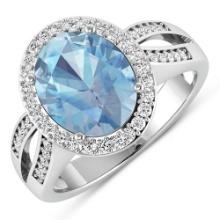 14KT White Gold 2.9ctw Aquamarine and Diamond Ring