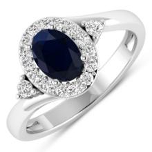 14KT White Gold 0.75ctw Blue Sapphire and Diamond Ring