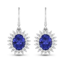 14KT White Gold 2.82ctw Tanzanite and Diamond Earrings