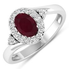 14KT White Gold 0.85ctw Ruby and Diamond Ring