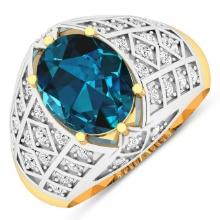 14KT Yellow Gold 2.7ctw London Blue Topaz and Diamond Ring