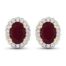 14KT Yellow Gold 1.7ctw Ruby and Diamond Earrings