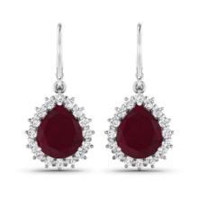 14KT White Gold 3.7ctw Ruby and Diamond Earrings