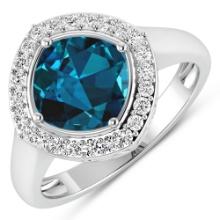 14KT White Gold 2.15ctw London Blue Topaz and Diamond Ring