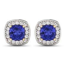 14KT Yellow Gold 1.64ctw Tanzanite and Diamond Earrings