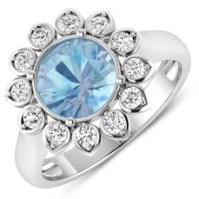 14KT White Gold 1.9ctw Aquamarine and Diamond Ring