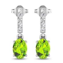 14KT White Gold 1.26ctw Peridot Topaz and Diamond Earrings