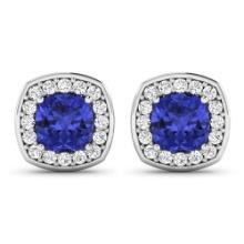 14KT White Gold 1.64ctw Tanzanite and Diamond Earrings