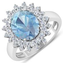 14KT White Gold 2.90ct Aquamarine and Diamond Ring