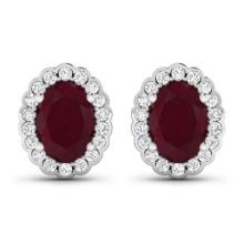 14KT White Gold 1.7ctw Ruby and Diamond Earrings