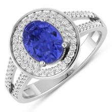 14KT White Gold 1.09ctw Tanzanite and Diamond Ring