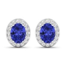 14KT White Gold 2.18ctw Tanzanite and Diamond Earrings