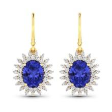 14KT Yellow Gold 2.82ctw Tanzanite and Diamond Earrings