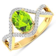 14KT Yellow Gold 1.05ctw Peridot and Diamond Ring