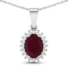 14KT White Gold 1.5ctw Ruby and Diamond Pendant