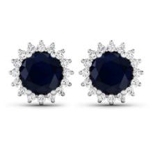 14KT White Gold 2.2ctw Blue Sapphire and Diamond Earrings