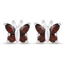 Plated 18KT White Gold 1.28ctw Garnet Earrings